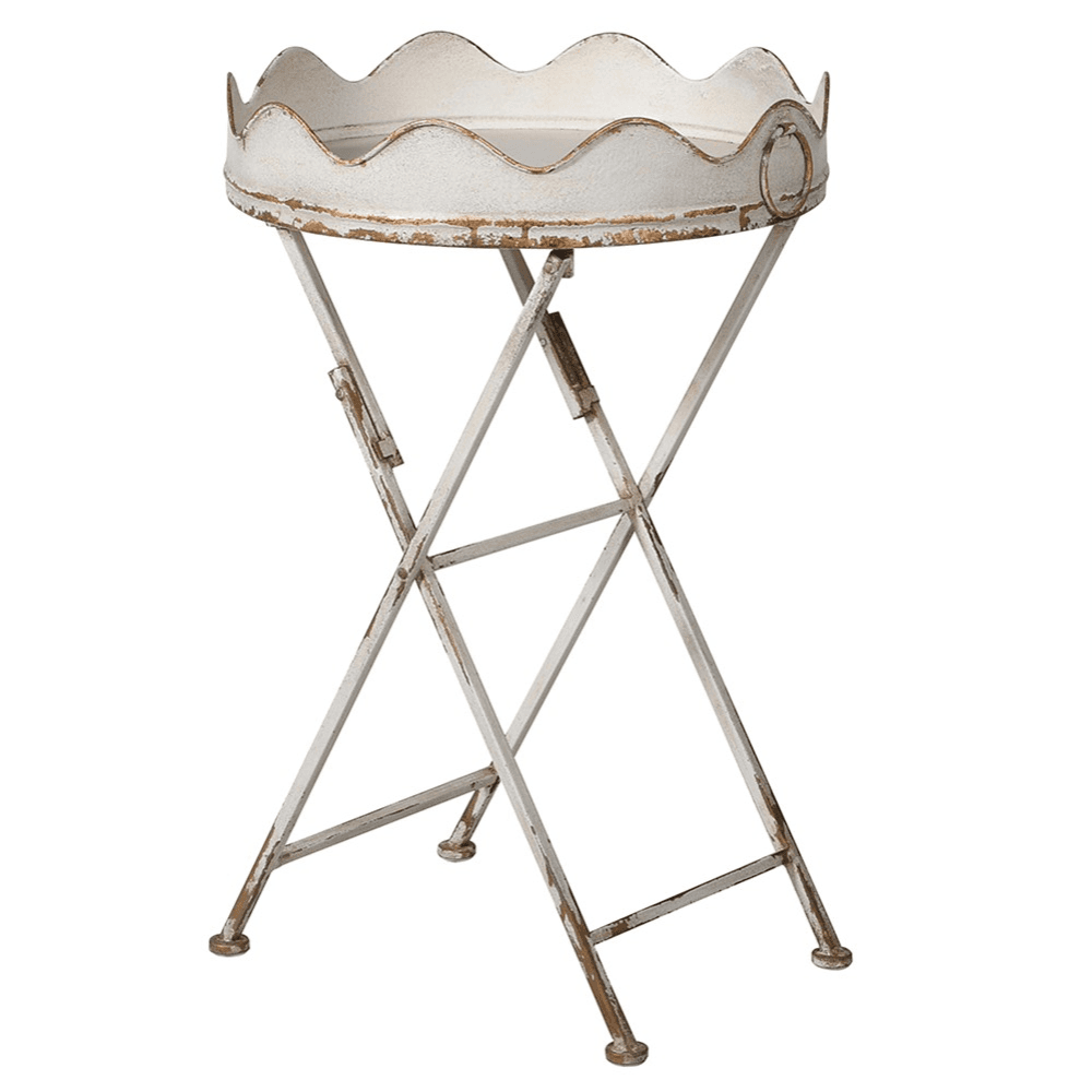 Scalloped Edge Scalloped Edge Metal Side Table, Cream