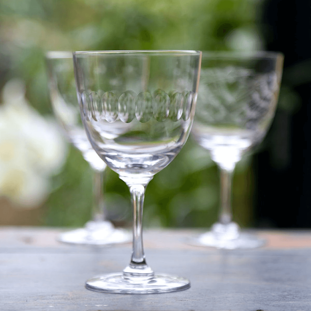 Lens Set of 6 wine glasses, Crystal