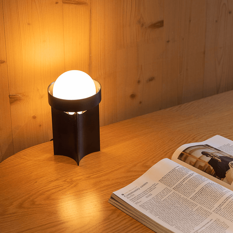 Small Loop Table Lamp with Sphere Iii, Dark Grey