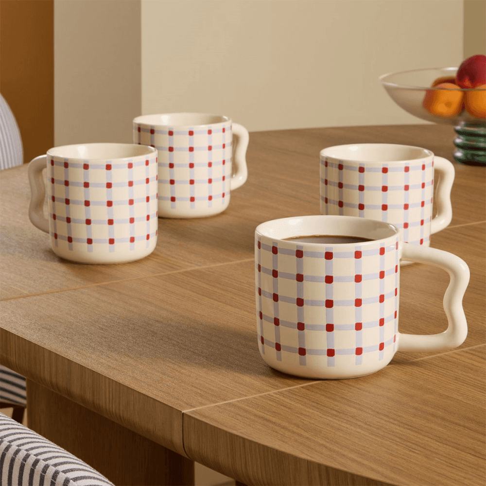Modern Studio Set of 4 Mugs, Check