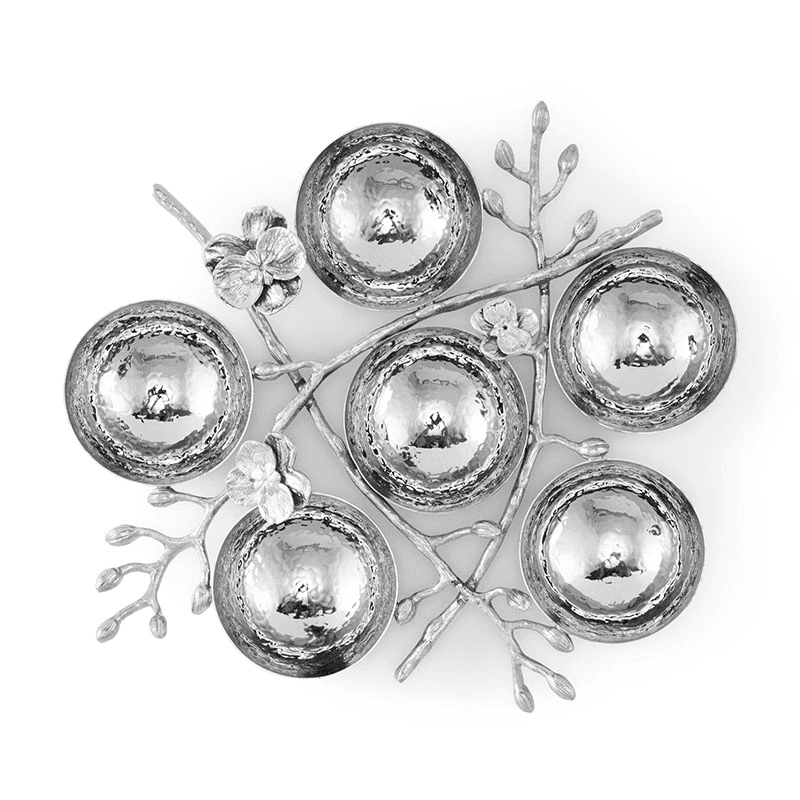 White Orchid 6 Compartment Serving Plate, White