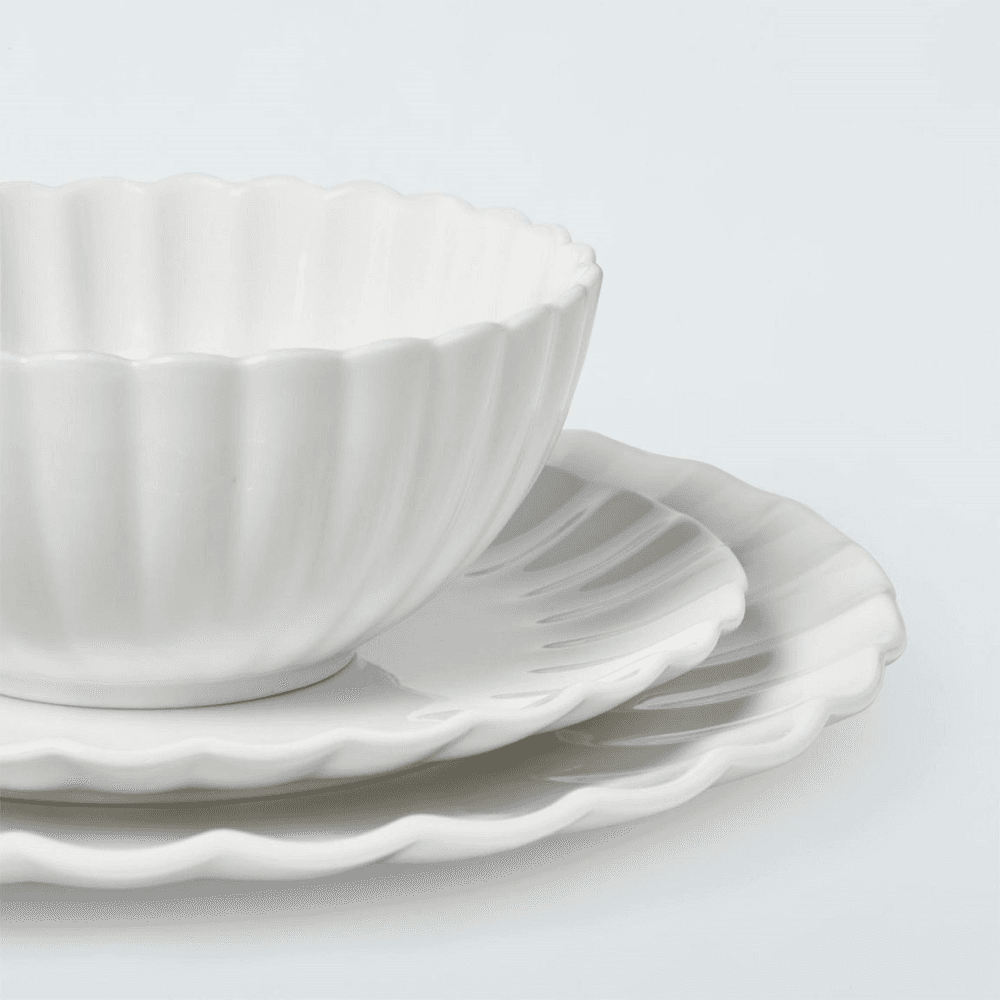 Scalloped 12 Piece Dinnerware Set, White