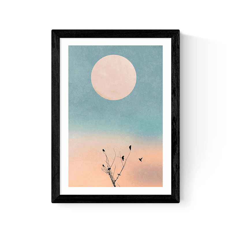 Kubistika Waking Up Warm Print, Black Frame
