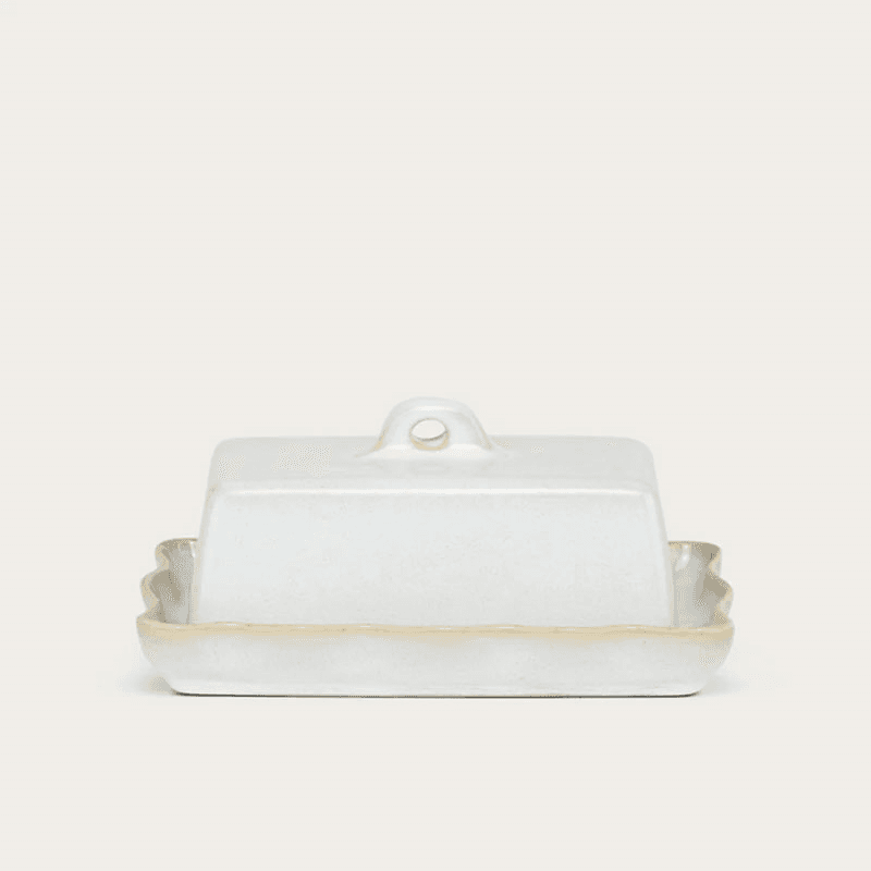 Bramley Butter Dish, Reactive White