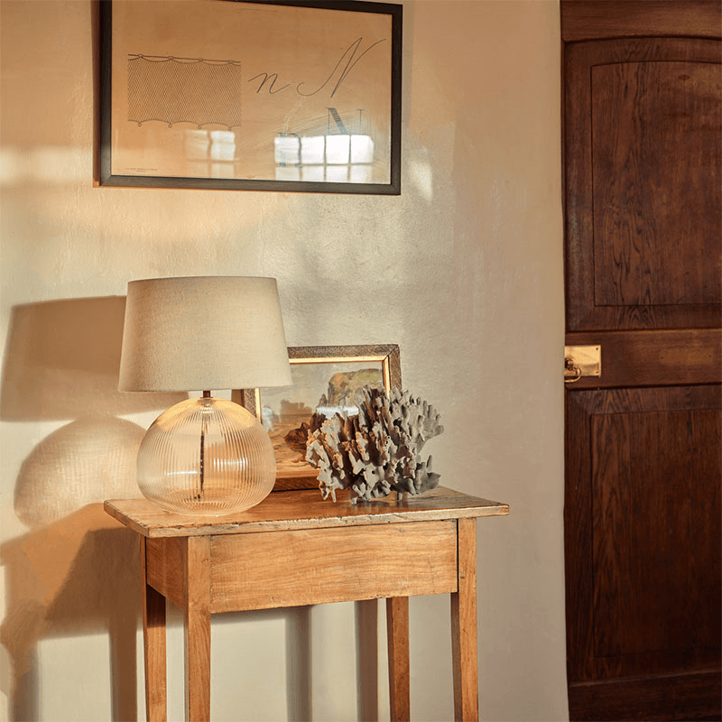 Malton Glass Table Lamp with Linen Shade