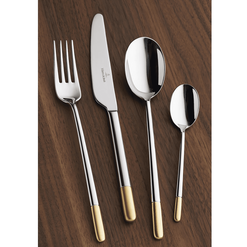 Ella Dinner Knife, Stainless Steel with Partial Gold Plate