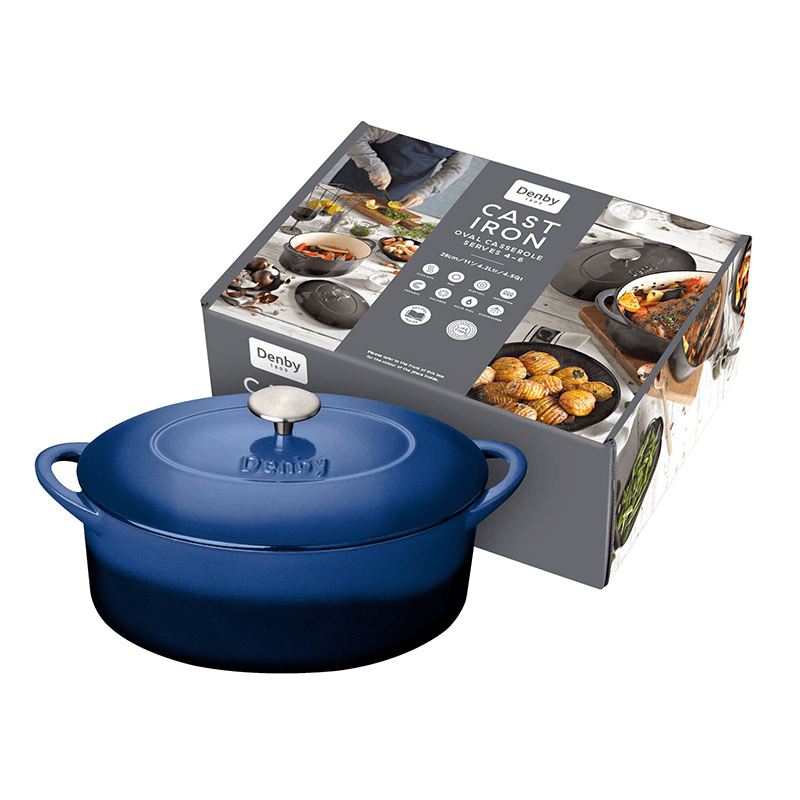 Cast Iron Oval Casserole Dish, Cobalt Blue