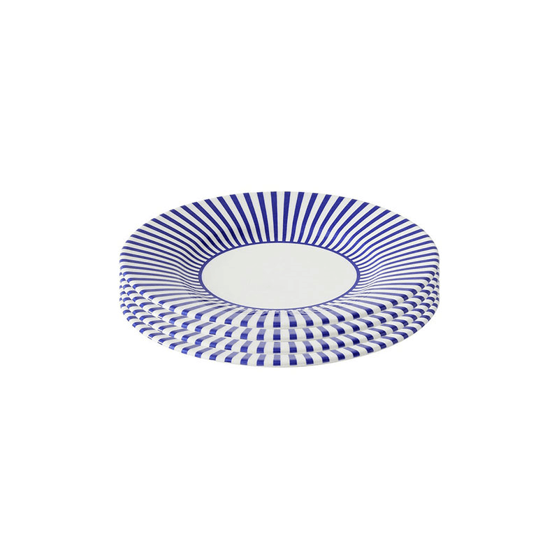 Stecatto Set of 4 Salad Plates, White and Blue
