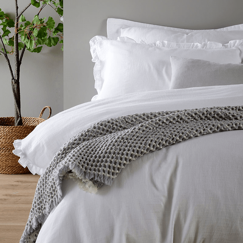 Organic Retreat Ruffle Duvet Set, White