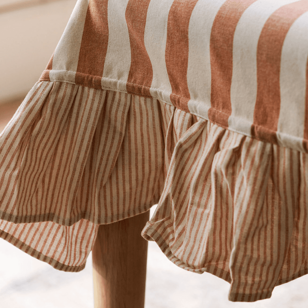Harlton Wide Stripe Tablecloth , Terracotta