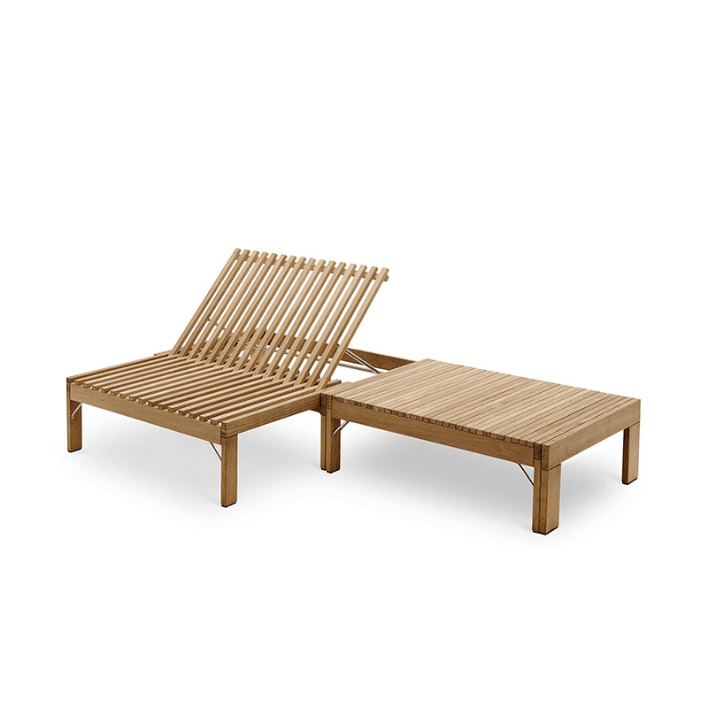 Riviera Lounger with table, Beige/Natural