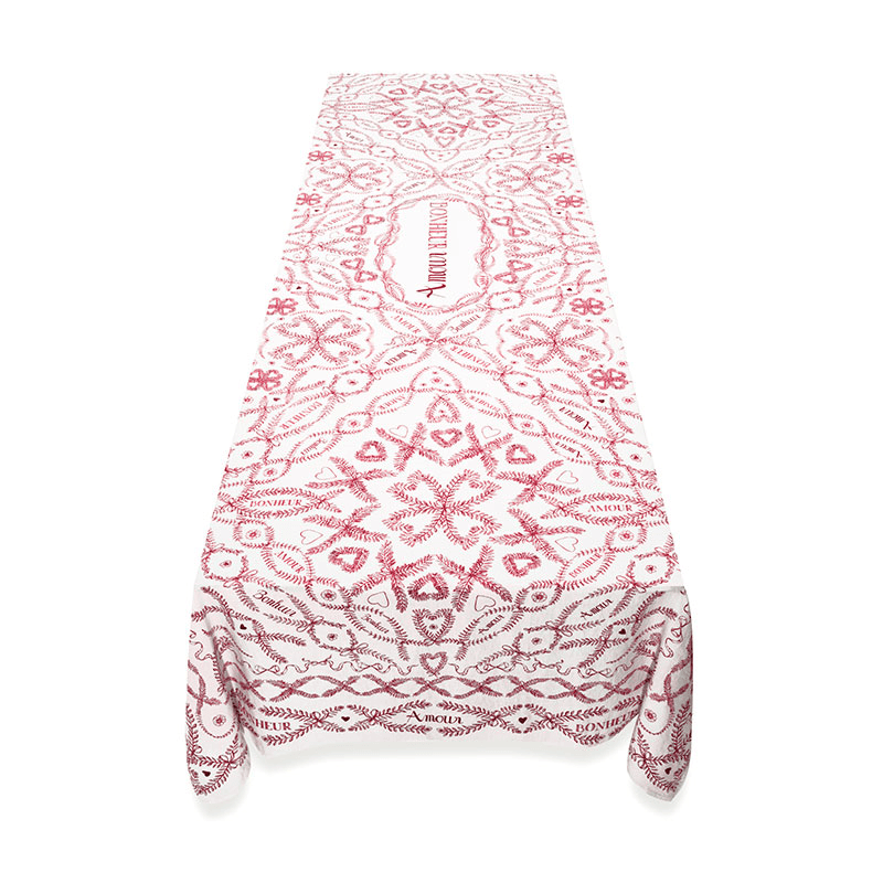 Amour Bonheur Linen Tablecloth