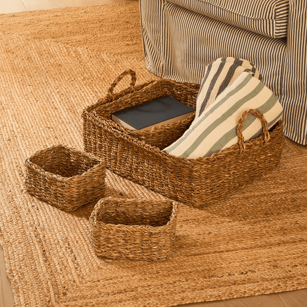 Woven Seagrass Multisize Trays, Natural