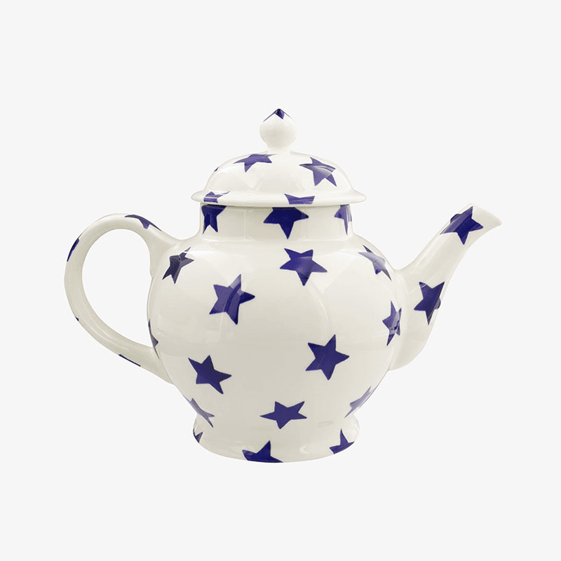 Blue Star Teapot, Cream