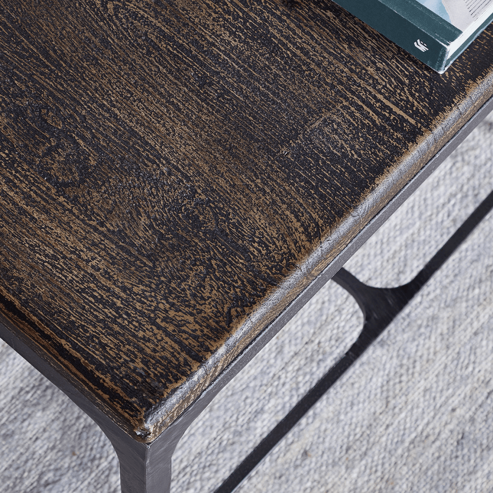 Sita Reclaimed Wood & Iron Coffee Table, Chocolate Brown