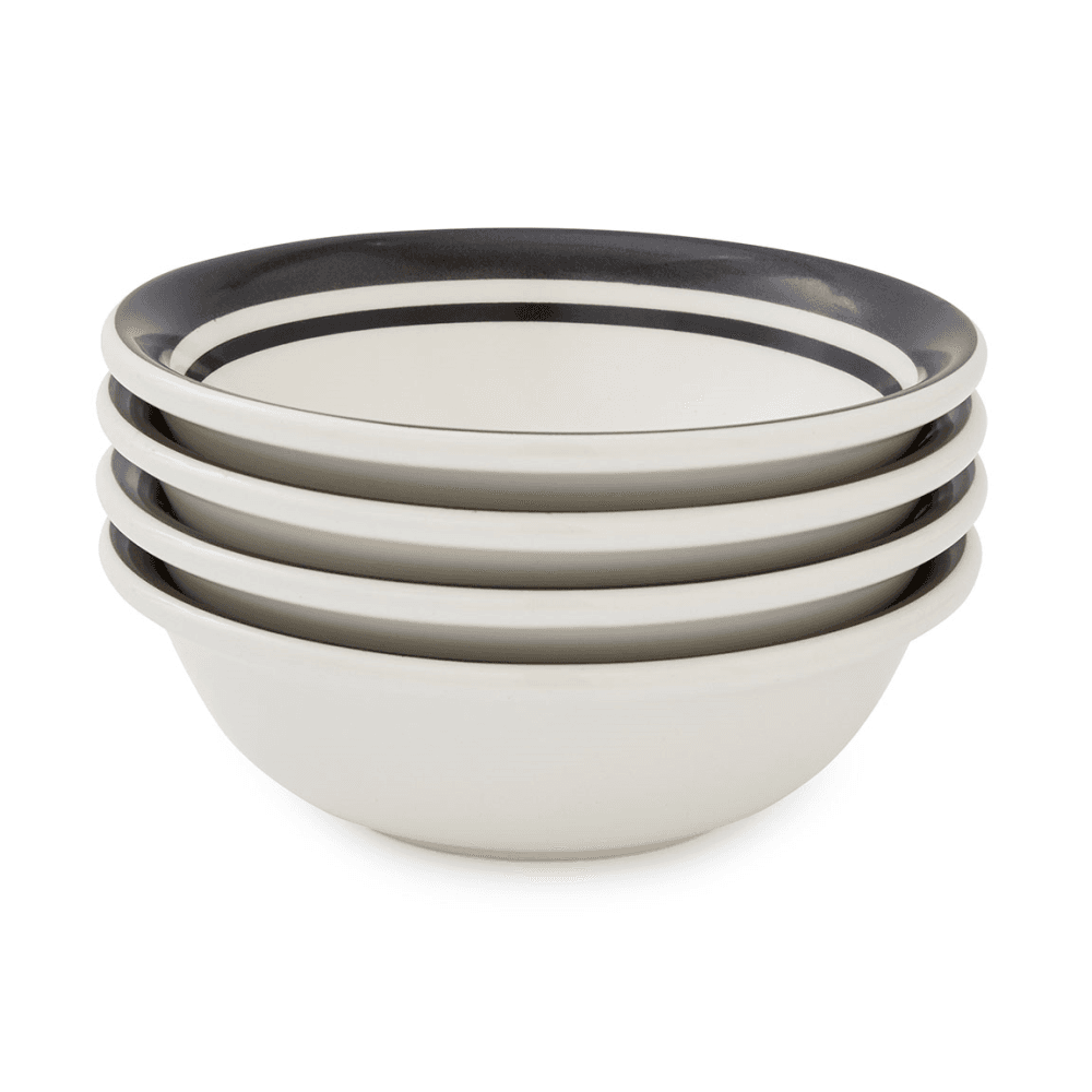 Potters Stripe Set of 4 Bowls, Black