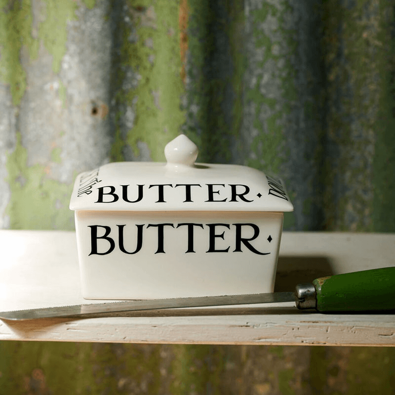 Black Toast Butter Dish, Cream