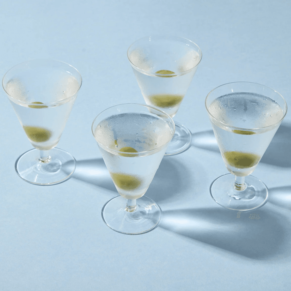 Vintage Set of 4 Martini Glasses, Clear