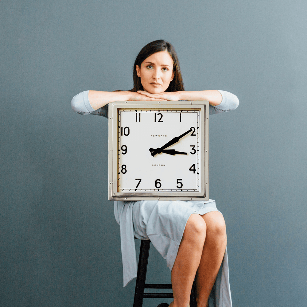 Quad Wall Clock, Polished Chrome Steel