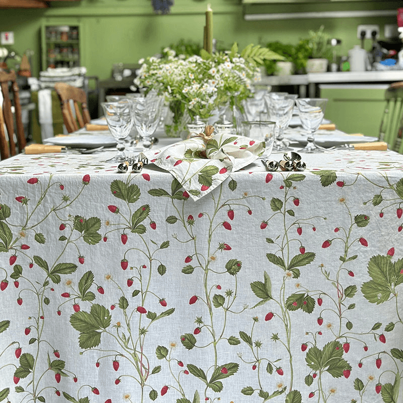 Fraise De Bois Linen Tablecloth, Red