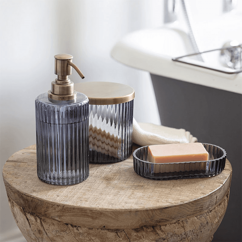 Valeska Recycled Glass Soap Dispenser, Grey Smoke