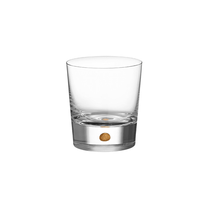 Intermezzo Gold Set of 2 Double Old Fashion Glasses, Clear & Gold