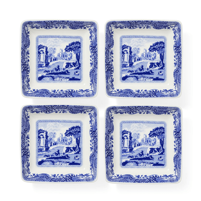 Blue Italian Set of 4 Dishes, Blue