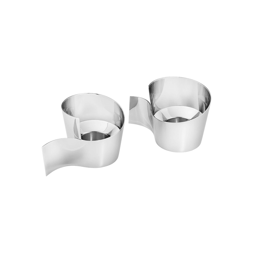 Fold Set of 2 Mirror Tealight Candleholders, Silver