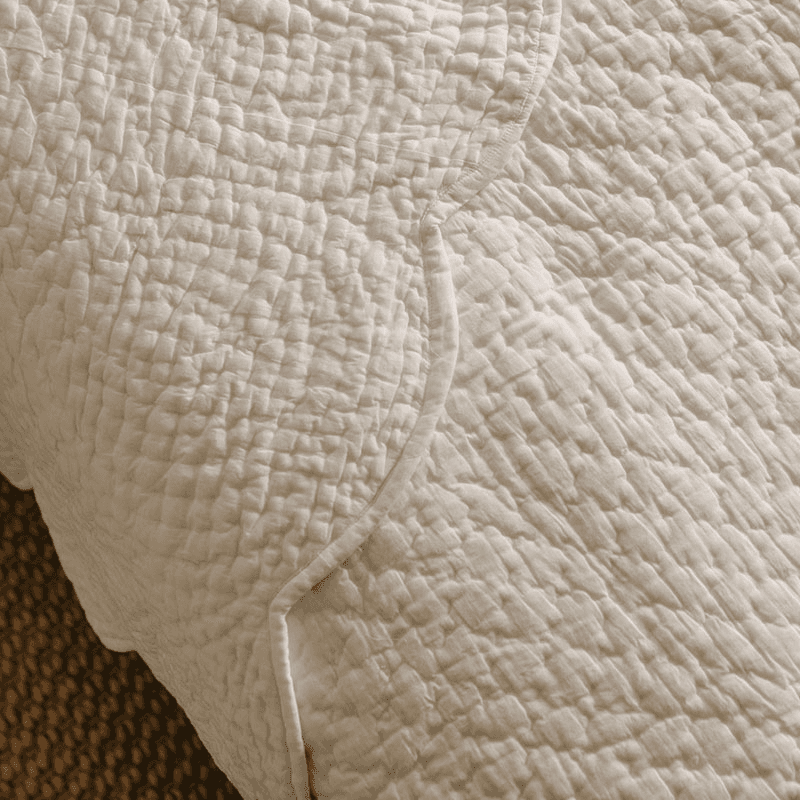 Nina Scalloped Quilted Cotton Bedspread, White