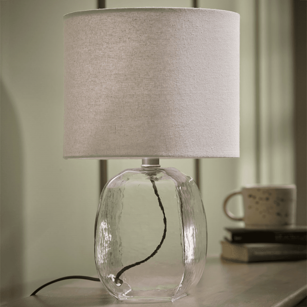 Glass Squoval Table Lamp, Neutral