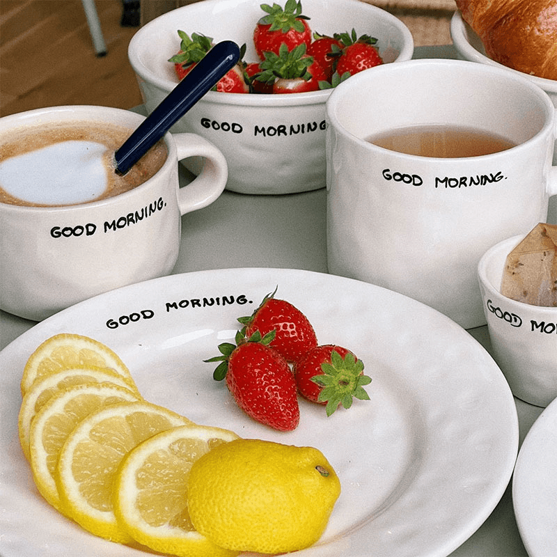 Good Morning Breakfast Plate, Black
