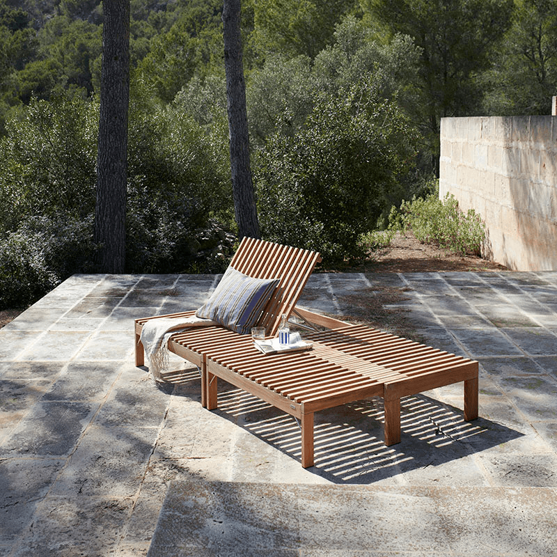 Riviera Lounger with table, Beige/Natural