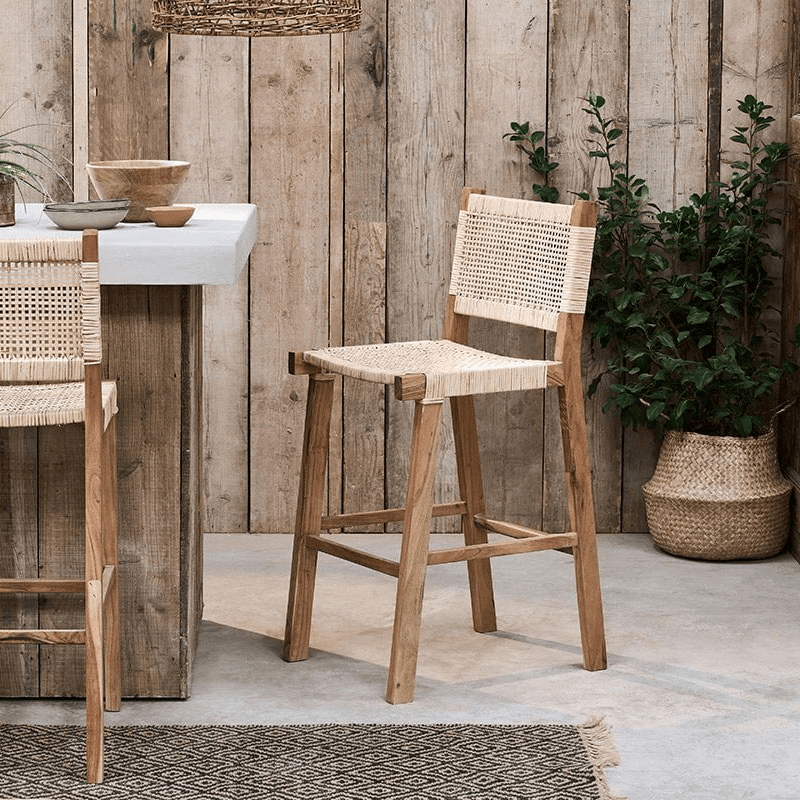 Madrisana Acacia & Rattan Bar Stool, Natural