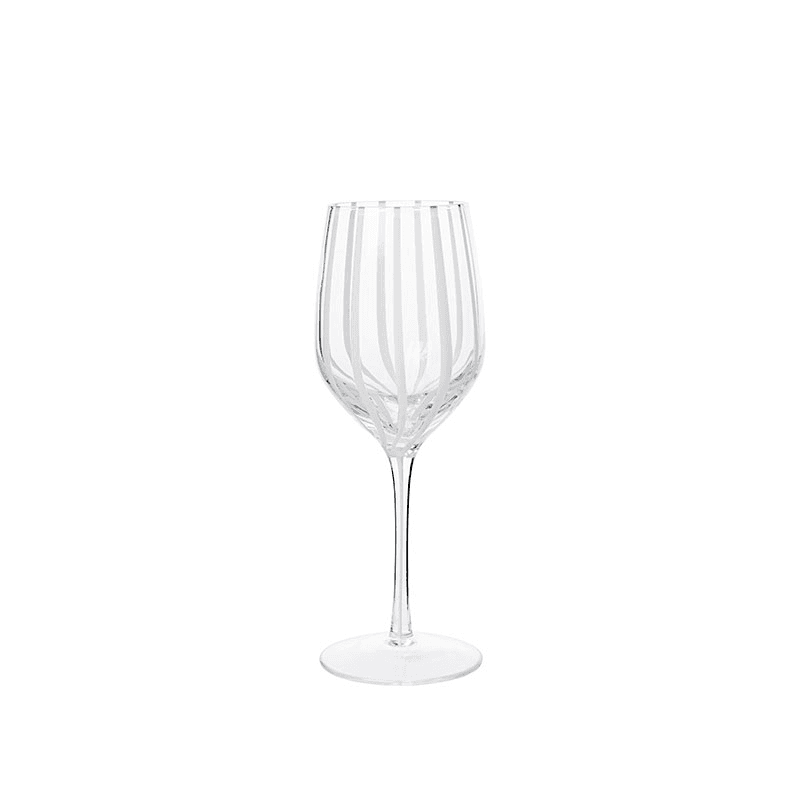 Stripe Set of 4 White Wine Glasses, Clear & White