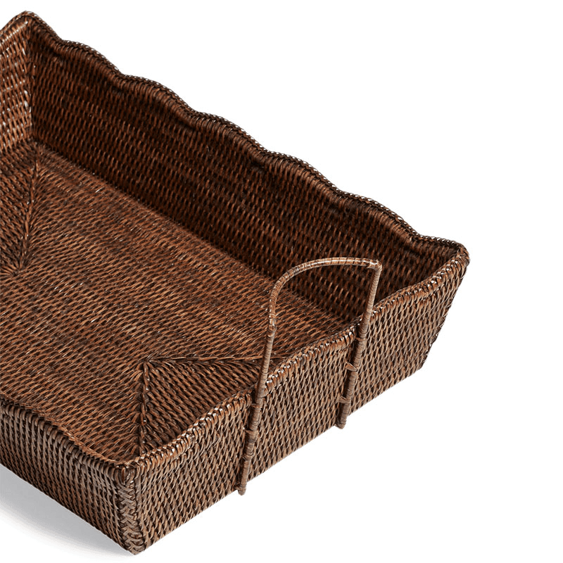 Talasa Rectangular Rattan Basket, Antique Brown