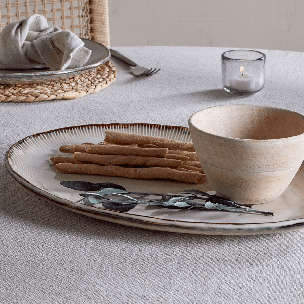 Malia Oval Platter, Cream