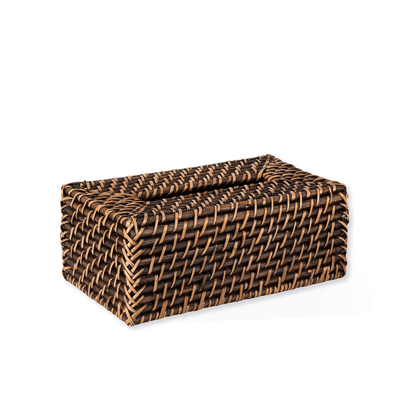 Wittering Rattan Rectangular Tissue Box Holder, Antique Brown