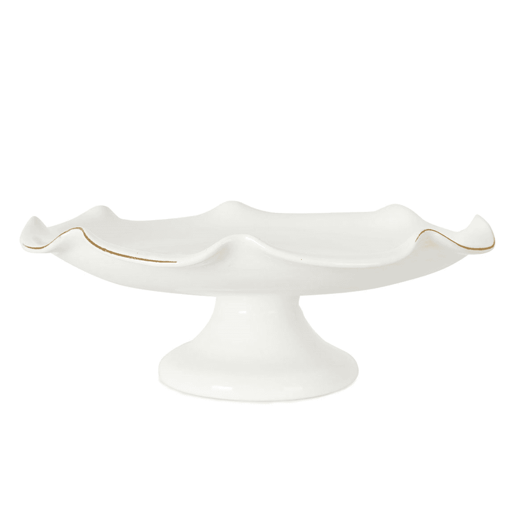 Claudia Ceramic Wavy Footed Stand, White