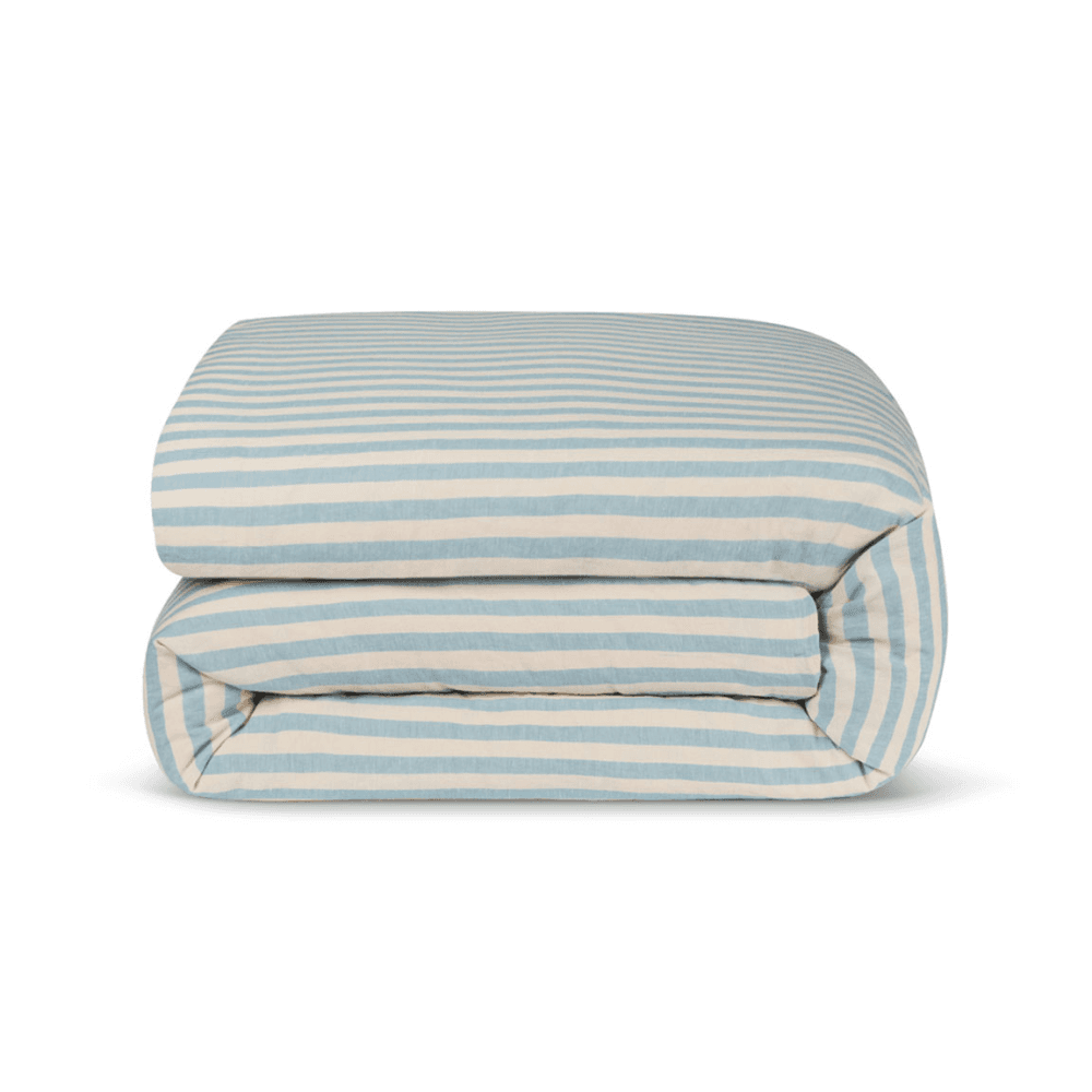 Pembroke Stripe Linen Blend Duvet Cover, Coastal Blue