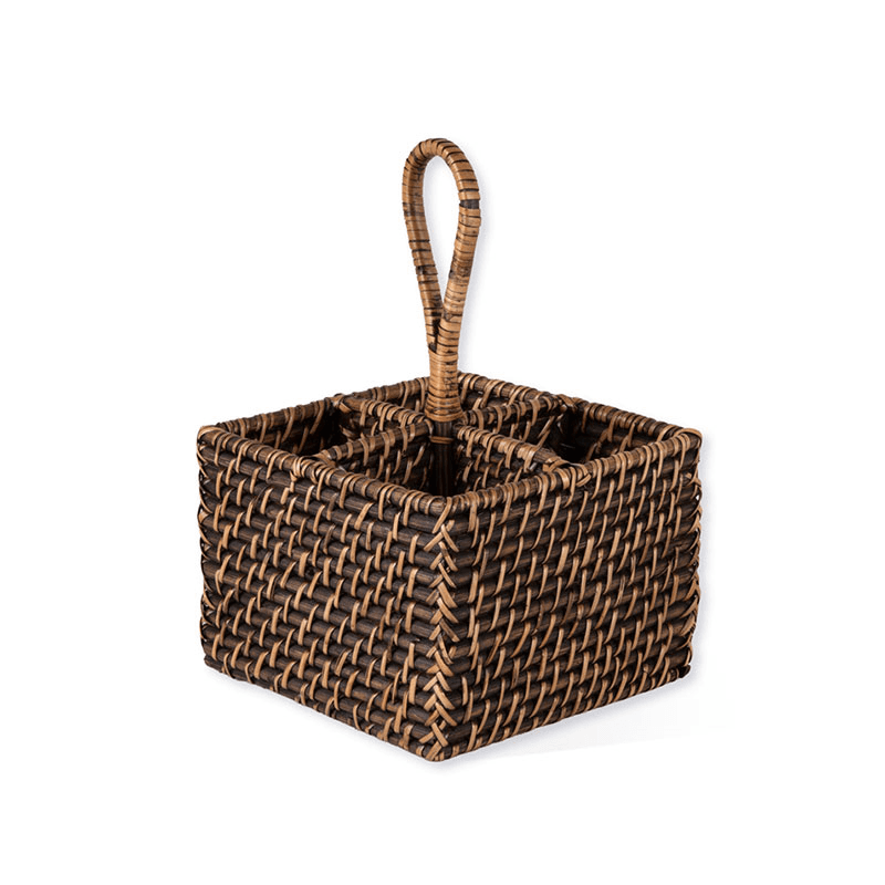 Wittering Rattan Cutlery Caddy, Antique Brown
