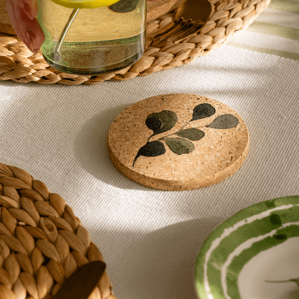 Flora Set of 4 Coasters & Placemats Set, Natural