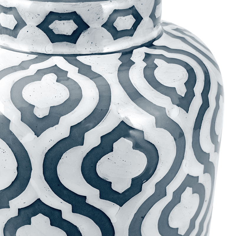 Ceiia Table Lamp with Linen Drum Shade, Grey & White