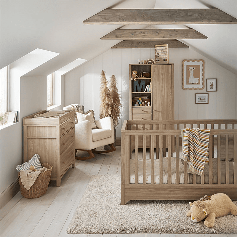 Barton 3 Piece Nursery Furniture Set (excl. Mattress), Natural Oak