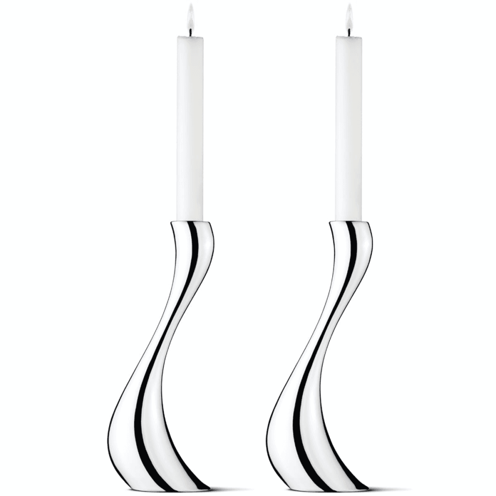 Cobra Pair of Candleholders, stainless steel