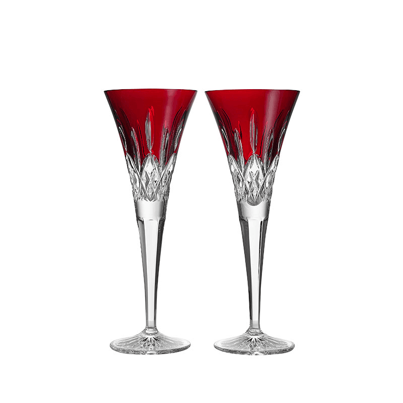 Lismore Set of 2 Toasting Flutes, Red