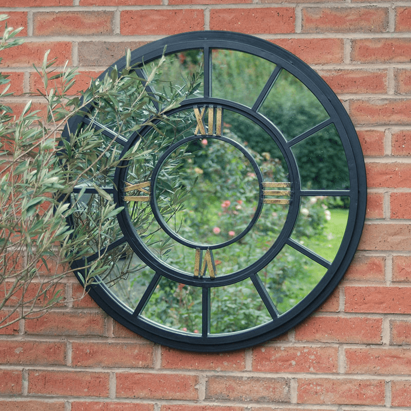 Outdoor Clock Mirror, Black