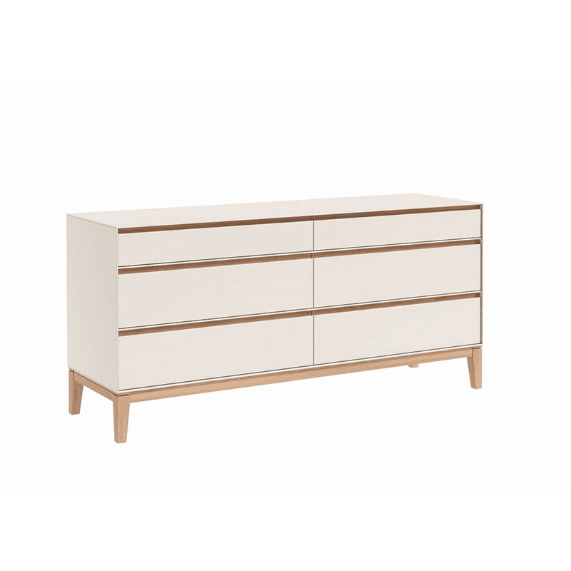 Lars Wide Six Drawer Dresser, Cashmere and Oak