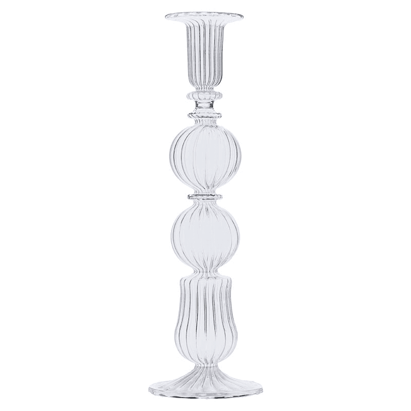 Ombe Glass Candlestick, Clear