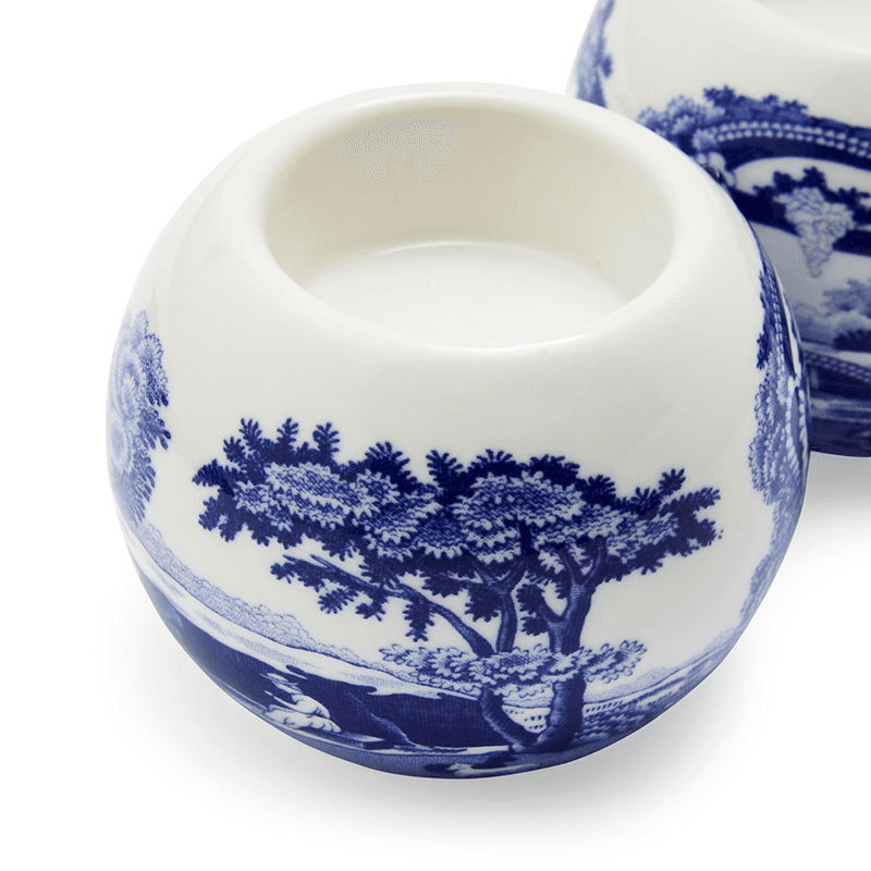 Blue Italian Set of 2 Tealight Holders, Blue