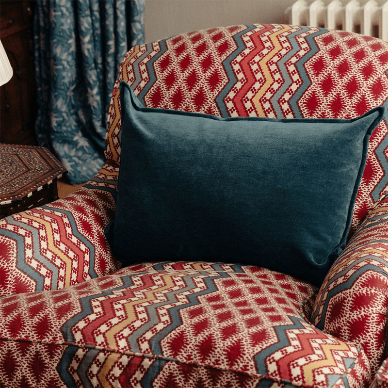 Verity Linen Velvet Rectangular Cushion, Denim
